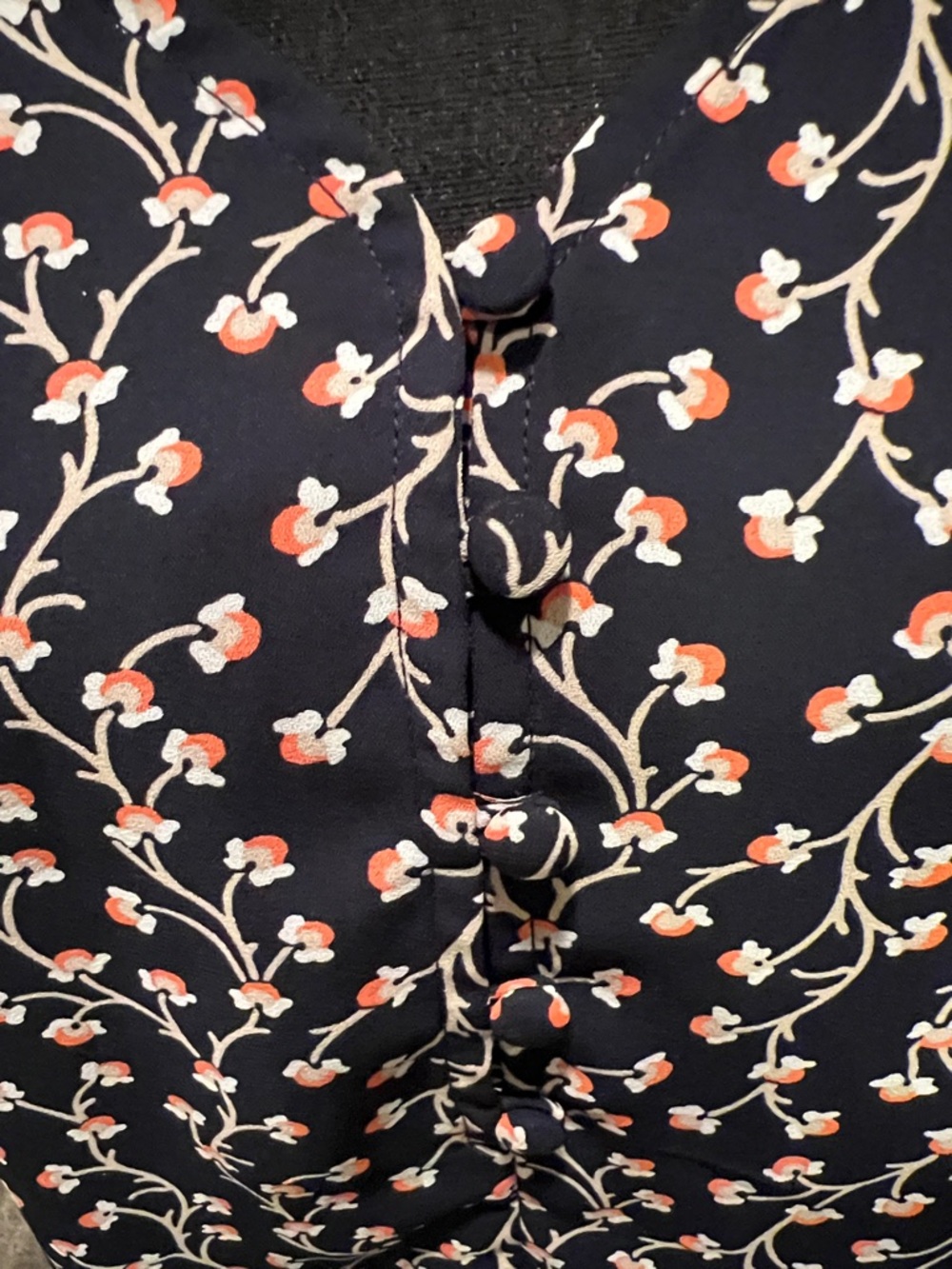 Ann Taylor Factory Navy Floral V-Neck Blouse